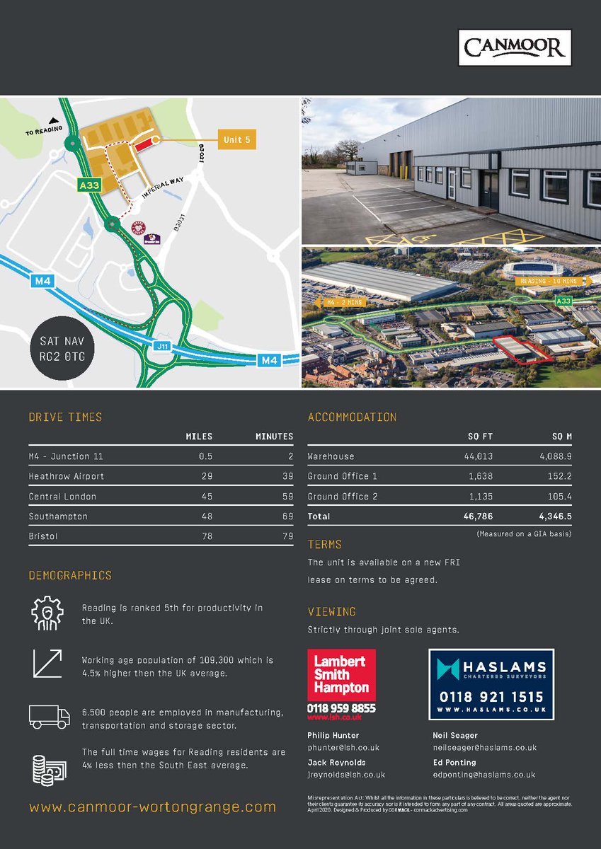 CanmoorProp's tweet photo. Newly refurbished and AVAILABLE NOW! 

Newly refurbished warehouse/production unit at Worton Grange Reading totaling 47,000 sq ft. 
Please contact @LSHtweets or @HaslamsSurveyor to find out more...
#Canmoor #WortonGrange https://t.co/36siL2wfBF