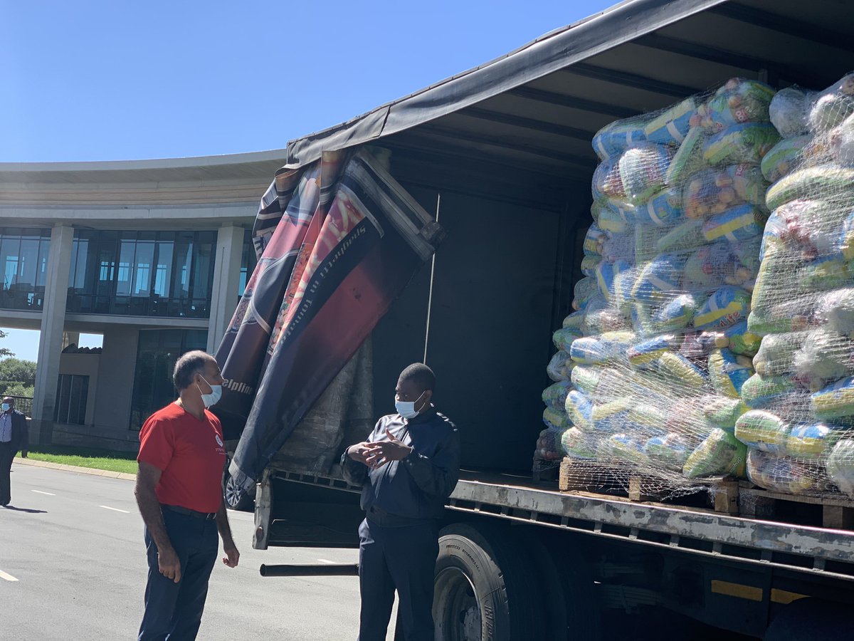 MYANC's tweet photo. @MYANC Treasurer General Paul Mashatile, GP Education MEC @Lesufi, Mr Giuseppe Plumari, CEO of Steyn City Properties on behalf of their foundation to roll out of a food security program targeting the communities of Diepsloot and surroundings #Letsdoitogether https://t.co/xuYWtxJuvE