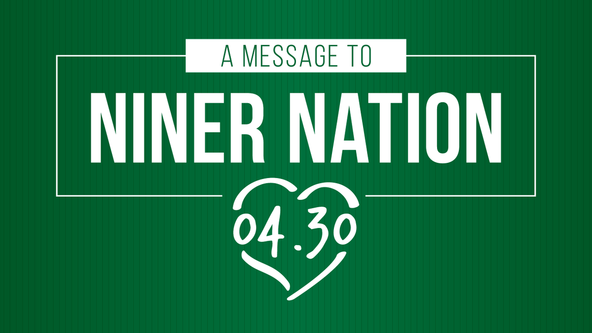 unccharlotte's tweet photo. Chancellor Dubois reflects on the impact of April 30, the unwavering support from our community, and the resilience of Niner Nation ➡️ https://t.co/IqfmlojcX0 https://t.co/zMd9MNLIKE