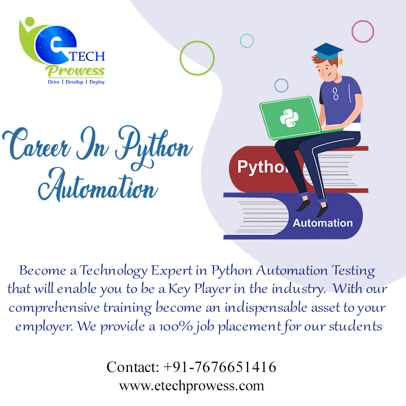 EtechProwess's tweet image. For More Details: etechprowess.com
or Call on : +91-7676651416
#PythonprogrammingcourseinBangalore
#PythonprogrammingtutorialinBangalore
#Pythonautomationtestingtraininginbangalore
#Pythonautomationtestinginbangalore
#etechprowess
#etech