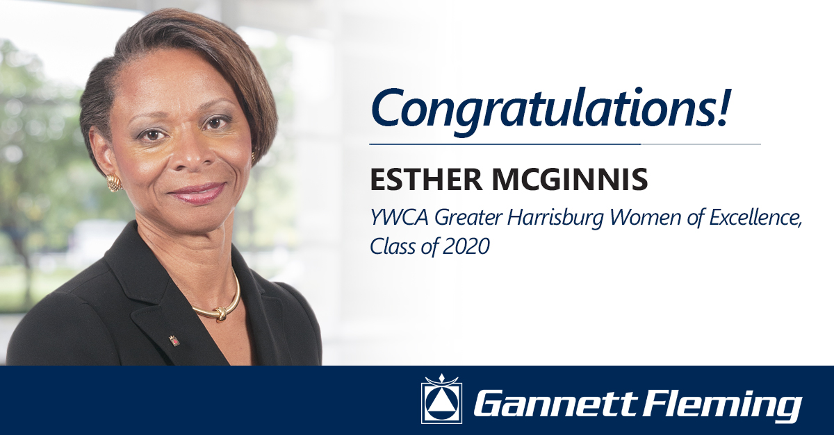 GannettFleming's tweet photo. Congratulations, Esther McGinnis! The chair of our #COVID19 Corporate Response Team was acknowledged by @YWCAHarrisburg as a 2020 Woman of Excellence. Learn more about Esther, her journey to the board of directors, &amp; her recent honor: https://t.co/9tId1oW6F7. #ConnectedWomenGF https://t.co/Shde7ud74h