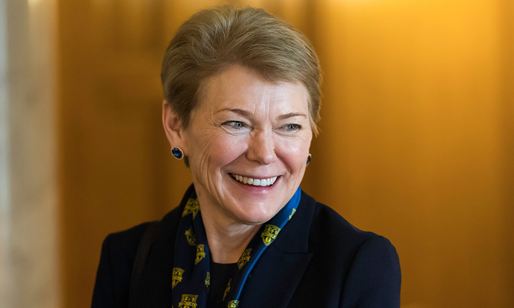 UofR's tweet photo. Congratulations to President Sarah Mangelsdorf, elected this year to the @americanacad, one of the nation’s most highly regarded honors for artistic, academic, and scientific leaders who engage in advancing the public good. | https://t.co/k77YFID57t https://t.co/WnnwEXjeXk