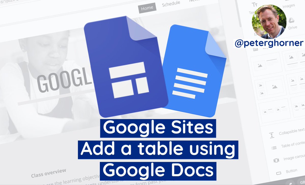 peterghorner's tweet image. Have you ever wanted to add a #Table to #GoogleSites? 

You can quickly do this with the #EmbedCode option. Simply generate #HTML code in @googledocs. It&apos;s so easy!

Made this to try out @WeVideo 👍

⬇️🎞️Watch now🎞️⬇️
youtu.be/v0aqNlDX6h4

@GoogleForEdu #GoogleET #GoogleEDU
