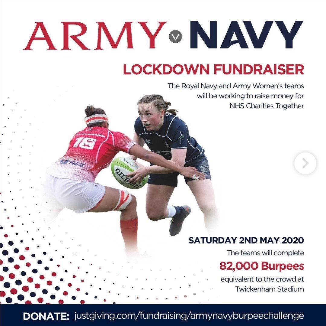 2️⃣ DAYS TO GO Army v Navy Womens Rugby Burpee Challenge 🇬🇧🏉
I've signed up for 1000 Burpees, together, let's show our respect &amp; gratitude as NHS staff, volunteers and carers work tirelessly in the face of the virus.

<a href="/CV_UHB/">Cardiff and Vale University Health Board</a>
<a href="/1MPBrigade/">1 MP Brigade</a>
@Army_Wales

justgiving.com/FUNDRAISING/AR…
