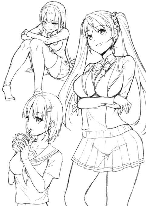 #オリジナルイラスト
さっきのJKラフ絵に服着せました!(^ω^)!
今から色塗りますw 
