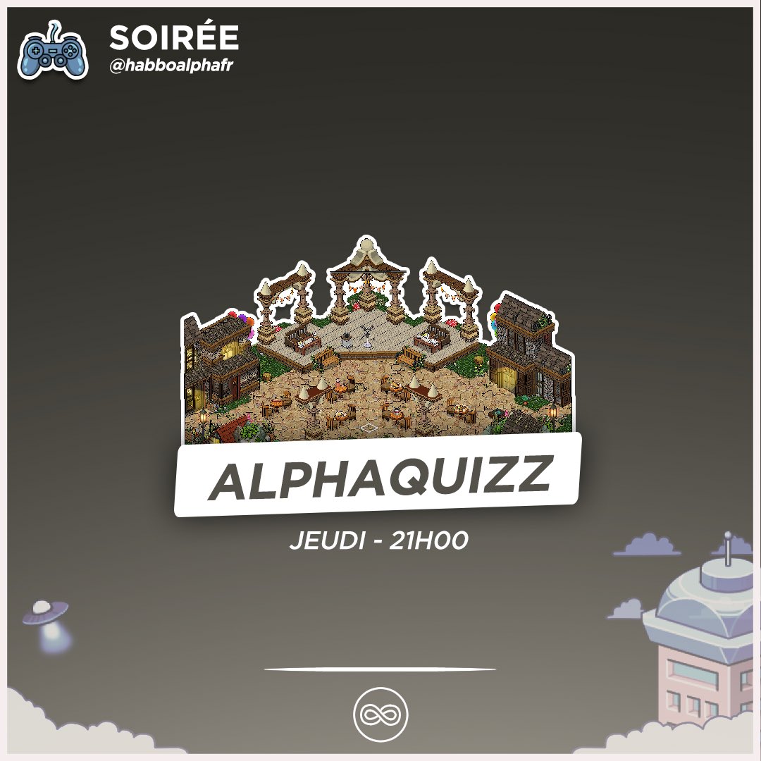 #SOIRÉE 🥳

Ce soir à 21H00, retrouves l’équipe événementielle pour le AlphaQuizz ! N’oublie pas de réviser ta culture générale! ✨

habbo-alpha.eu 😍

#habbo #quizz #RestezChezVous