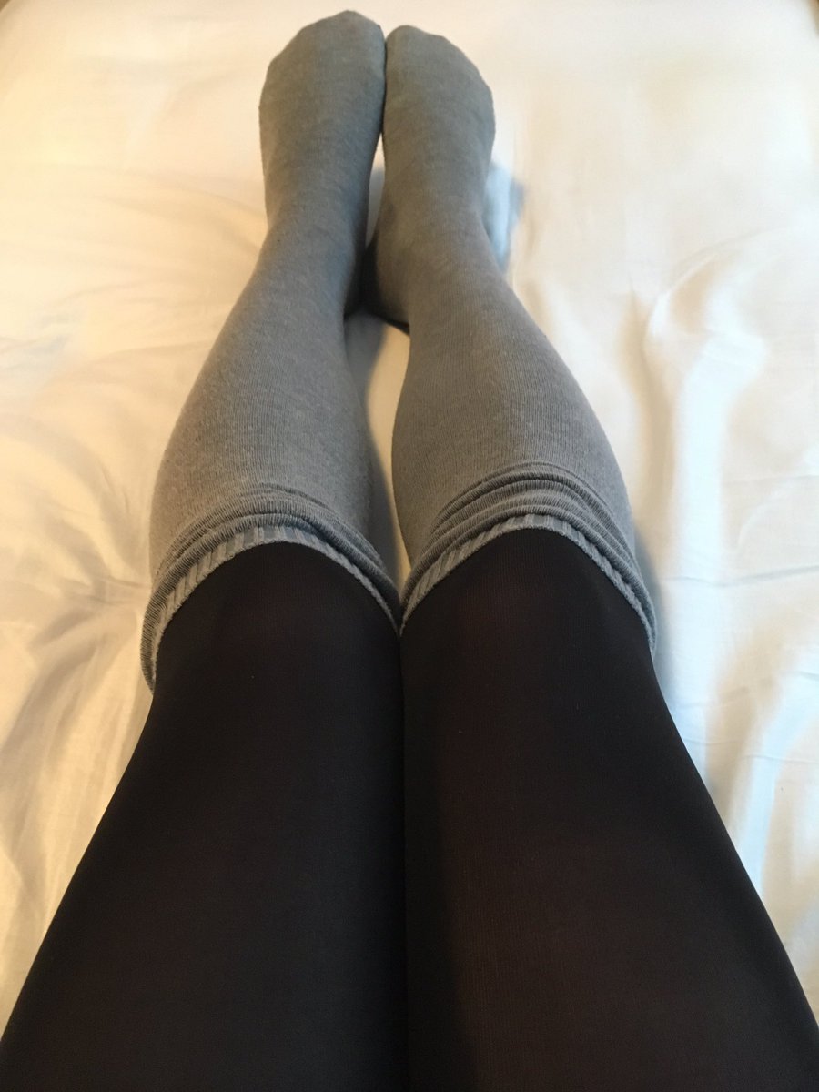 Alice Elsa on X: Black opaque tights with grey knee high socks. #tights  #socks #opaque #grey #legs #skirt  / X
