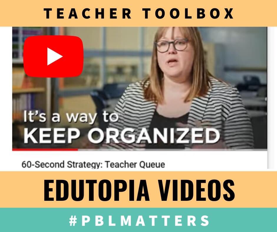 PBLMatters's tweet photo. A new resource from The Dayton Regional STEM School - selected by Edutopia (🤩!) to showcase classroom strategies in a video series 🎥. This one is called ‘60-Second Strategy: Teacher Queue.’ 
https://t.co/256WD8NfZ8
#pbl #pblmatters #pblworks #projectbasedlearning https://t.co/RVjjxfDthw