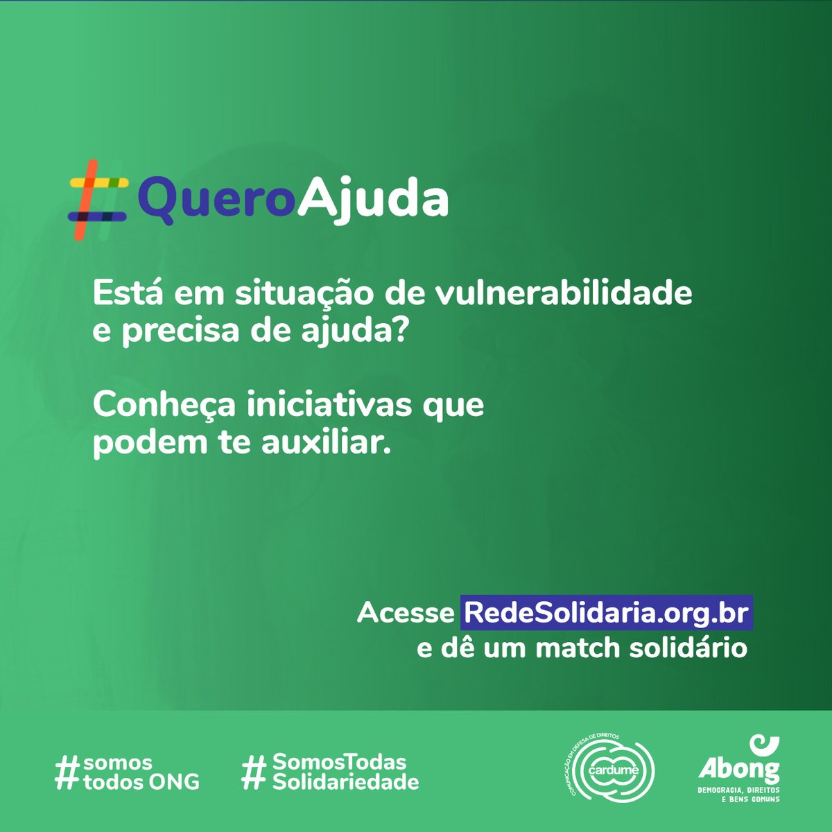 abong_osc's tweet photo. Tem alguma iniciativa, precisa de ajuda ou quer ajudar?
Acesse https://t.co/1JACVYeGDt e dê um match solidário!
Solidariedade é estarmos mais unidas do que nunca!
#SomosTodasSolidariedade #ONGsContraoCoronavirus #EmDefesadoSUS #AbongNasRedes #RedeSolidaria #RevogaEc95 https://t.co/qUJr5SNW9l