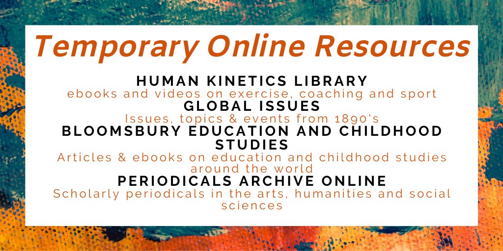 UoW Libraries & IT (@uniwinlibrary) on Twitter photo We have a number of temporary online resources perfect for our Faculty of Health & Wellbeing students! Find links to these resources and more at: rl.talis.com/3/winchester/l…
<a href="/CYS_UoW/">BA (Hons) Childhood and Youth Studies</a> <a href="/UoWnurses/">University of Winchester Nursing</a> <a href="/UoW_Physio/">Uni of Winch Physio</a> <a href="/UoW_HWBRG/">Faculty of Health & Wellbeing</a> <a href="/UoWSport/">UoW Department Of Sport, Exercise & Health</a> We have a number of temporary online resources perfect for our Faculty of Health & Wellbeing students! Find links to these resources and more at: rl.talis.com/3/winchester/l…
<a href="/CYS_UoW/">BA (Hons) Childhood and Youth Studies</a> <a href="/UoWnurses/">University of Winchester Nursing</a> <a href="/UoW_Physio/">Uni of Winch Physio</a> <a href="/UoW_HWBRG/">Faculty of Health & Wellbeing</a> <a href="/UoWSport/">UoW Department Of Sport, Exercise & Health</a>