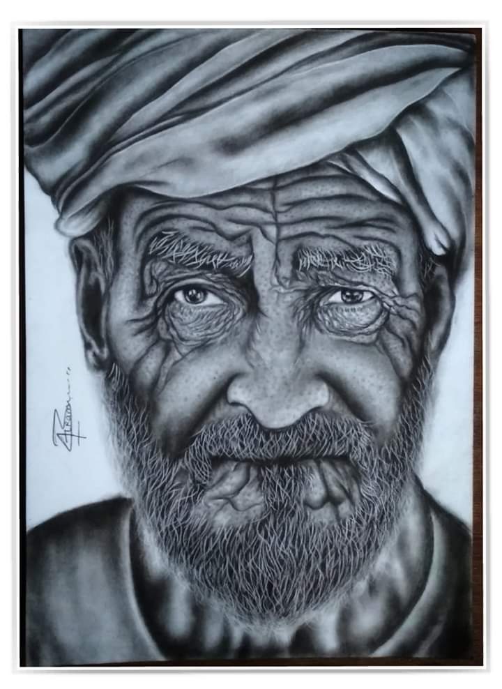 realistic old man drawing