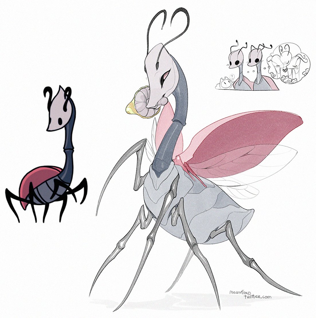 MewyFox's tweet photo. #MantisLords #hollowknightfanart #Monomon #Quirrel #Willoh #brumm #Grimmsteed #TraitorLord https://t.co/aZjXw0vO8n