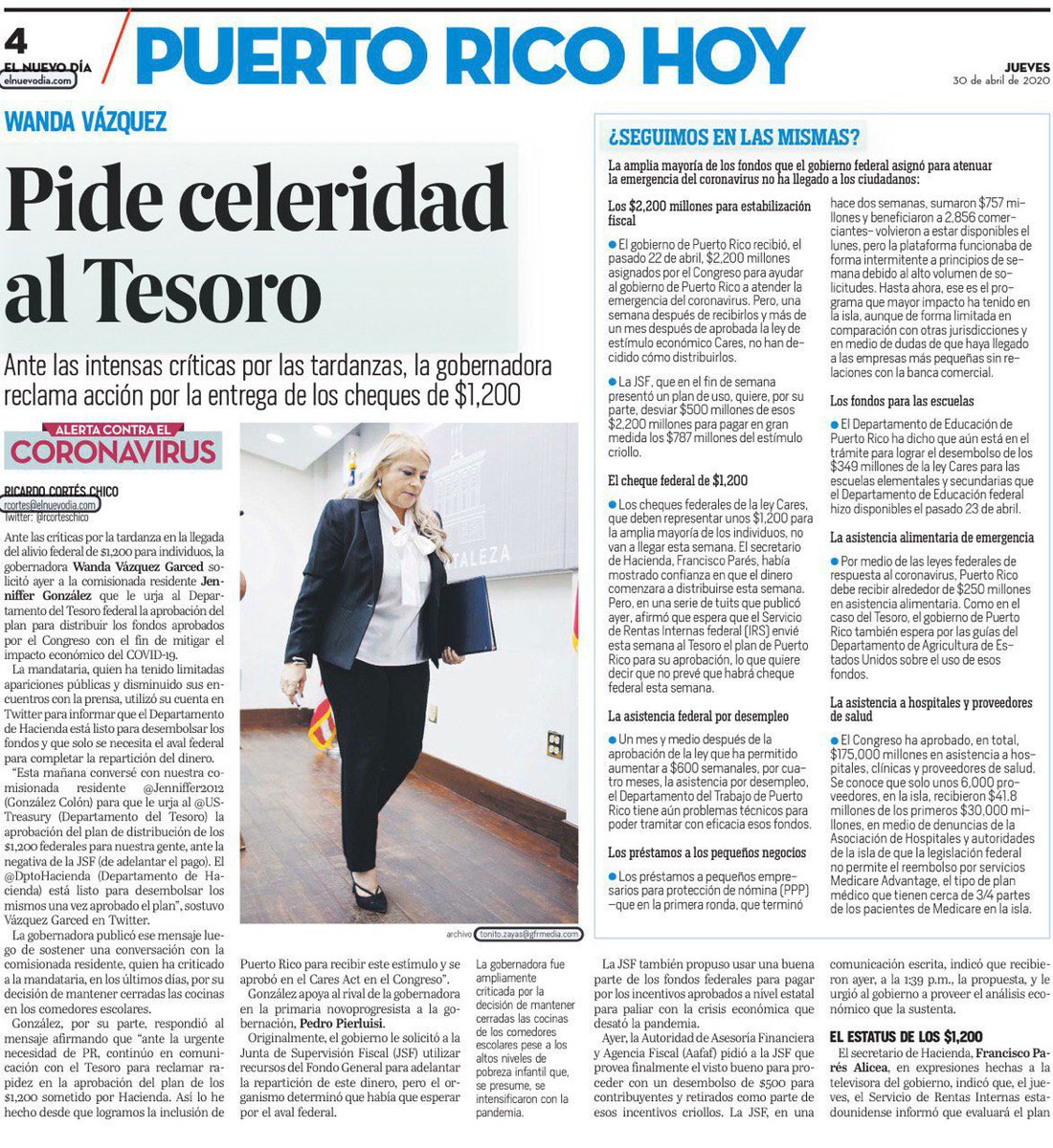 wandavazquezg's tweet photo. .@DptoHacienda está listo para desembolsar los $1,200 a nuestra gente. Agradezco a la comisionada @Jenniffer2012 por sus gestiones en el @USTreasury para el beneficio de nuestro pueblo. 🇵🇷 https://t.co/SF60xMahcf