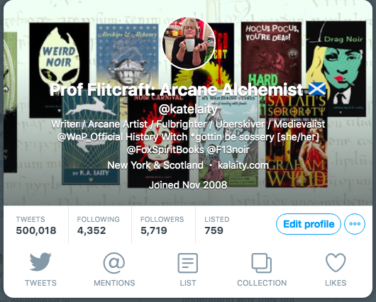 katelaity's tweet image. Today in meaningless milestones, I've passed 500K tweets #whatapalaver