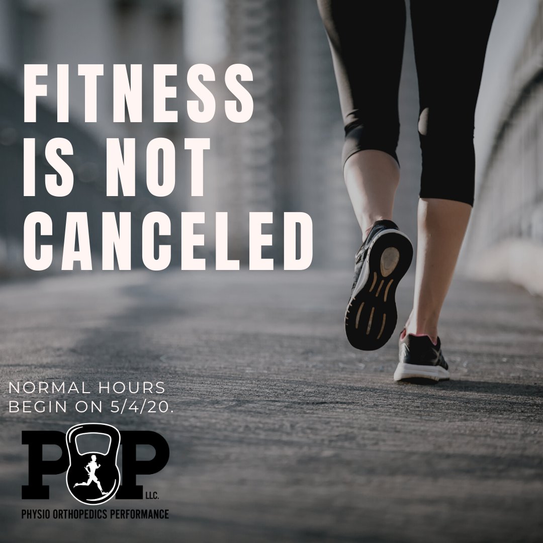 PhysioOrthoPerf's tweet photo. Normal clinic hours resume on 5/4/20. “Chase PRs. Recover Well.” https://t.co/XY3AwOK3Nr https://t.co/eCDh14Nbrx