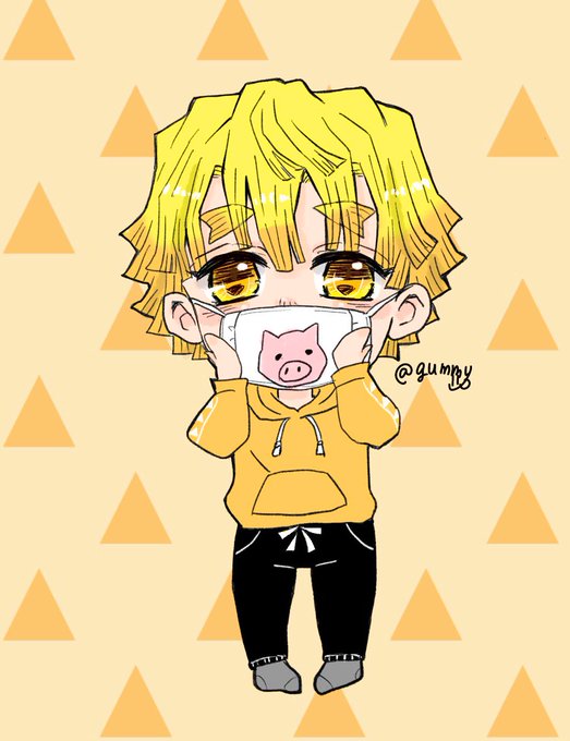 ｸﾞﾐーさんがTwitterに投稿した我妻善逸(鬼滅の刃)のイラスト。