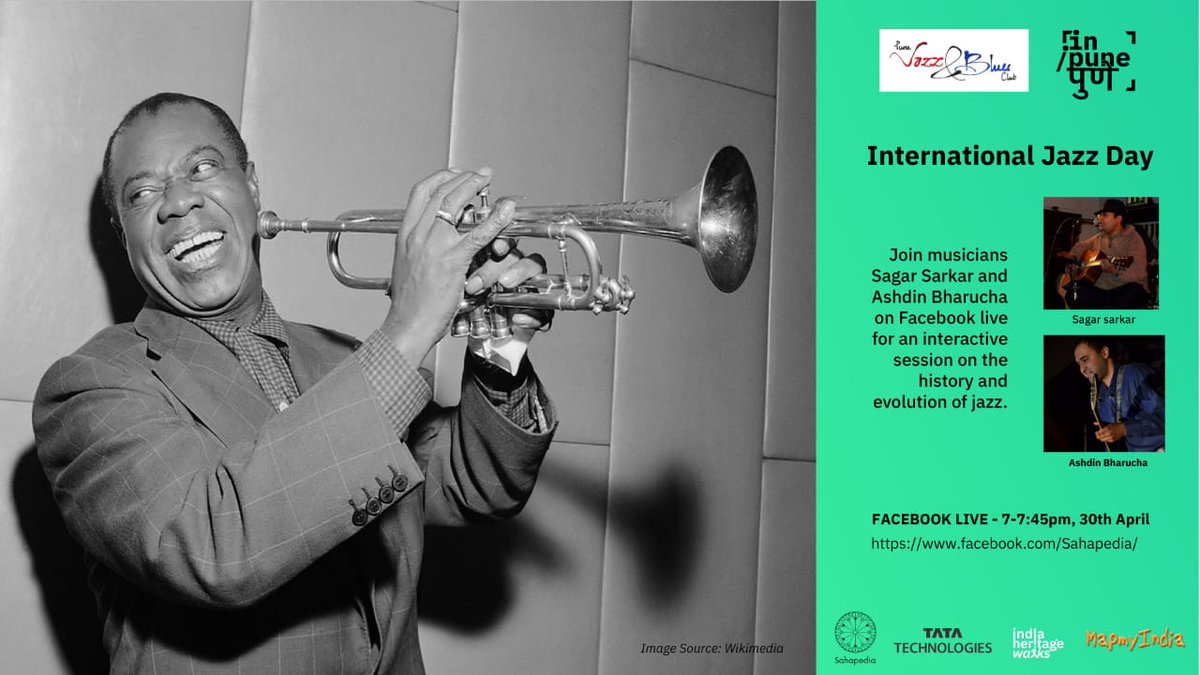 MugdhaY's tweet photo. On #InternationalJazzDay, join veteran musicians Sagar Sarkar and @AshdinBharucha at https://t.co/xVLhAXEHzk on jazz music at 7 PM on 30th April for an interactive session on the history and evolution of jazz music. #jazzmusic #blues #JazzDay #InternationalJazzDay https://t.co/TmGCyZ3hb8