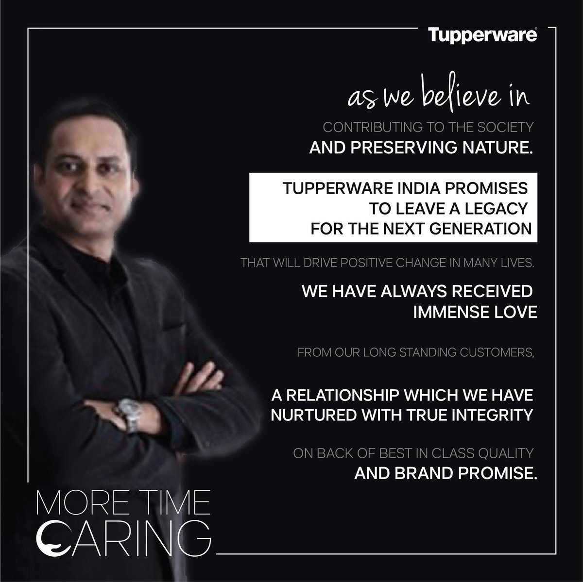 TupperwareIN's tweet photo. As the #lockdown continues, a message from our Managing Director, letting you know that Tupperware is with you and together we shall conquer this. #StayHome #StaySafe #MoreTimeCaring (1/2) https://t.co/js9YKoueI6
