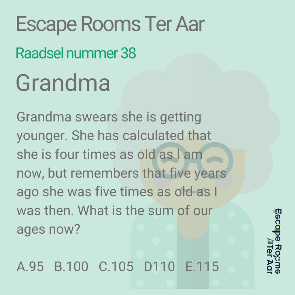 EscapeRoomTA's tweet photo. English riddle number 38
GRANDMA
#corona #stayhome #stayhealthy #staysafe #teraar #nieuwkoop #groenehart #escaperoomteraar #escaperoomunsolved #escapecaravan #miniescaperoom #escapeexperience
https://t.co/OpLNDhydjK https://t.co/W9fPf6iOnD