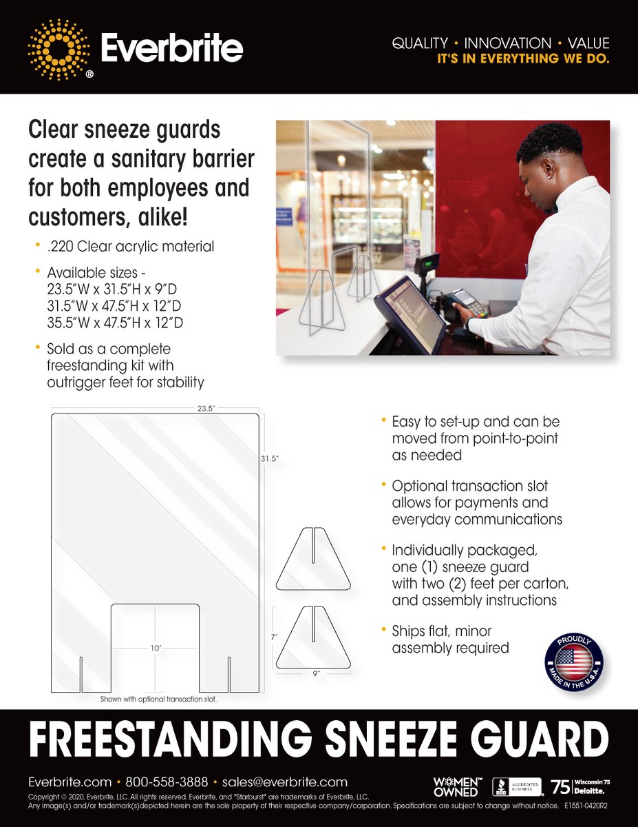 EverbriteLLC's tweet image. It&apos;s been said many ways, but we&apos;re living in strange times. We sincerely hope you and your family are doing well. If your business is in need of sneeze shields, please let us know. Be safe! #CPMGcovidsolutions #staysafe #stayathome #signs #signinstall #signage #everbritepride