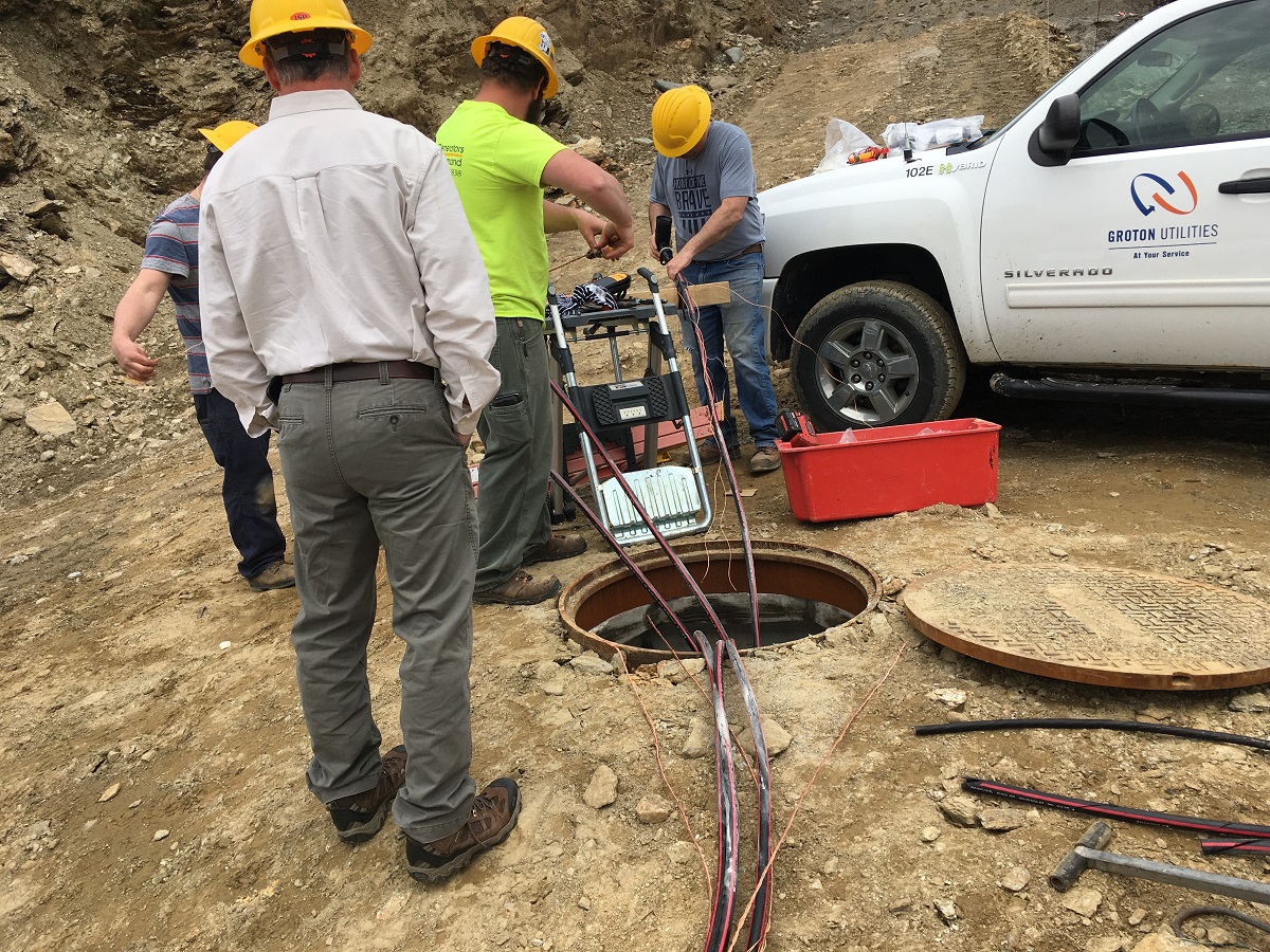 GrotonUtilities's tweet photo. Groton Utilities/Bozrah Light and Power worked a long two days in Bozrah this week laying 1000 feet of underground primary cable at Hillandale Farms. The additional power will be used to power new cage-free chicken coops as Hillandale Farms expands by upwards to ten new coops. https://t.co/6QHr4XvCMu