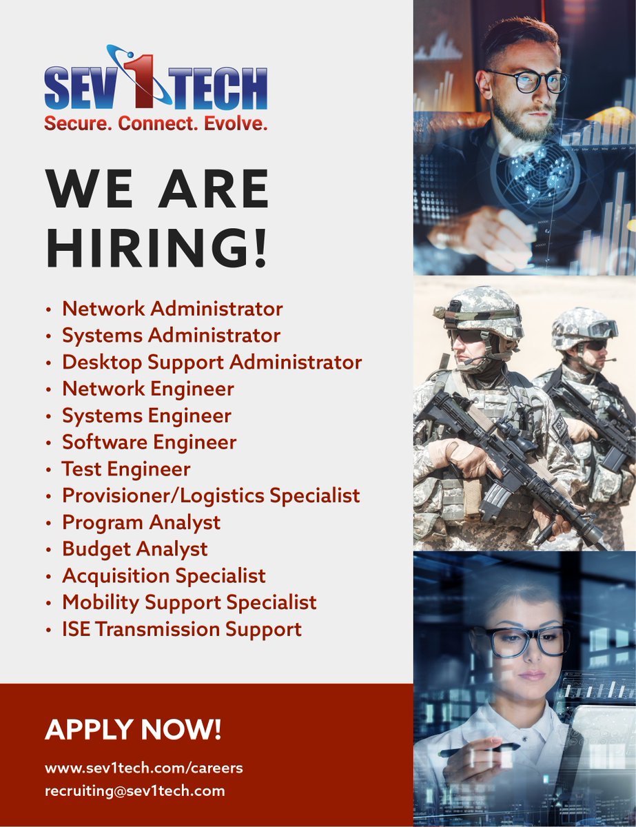 Sev1Tech is #currentlyhiring for multiple positions during these times of uncertainty. Check out our open positions and apply today! #JoinSev1Tech 

sev1tech.com/careers