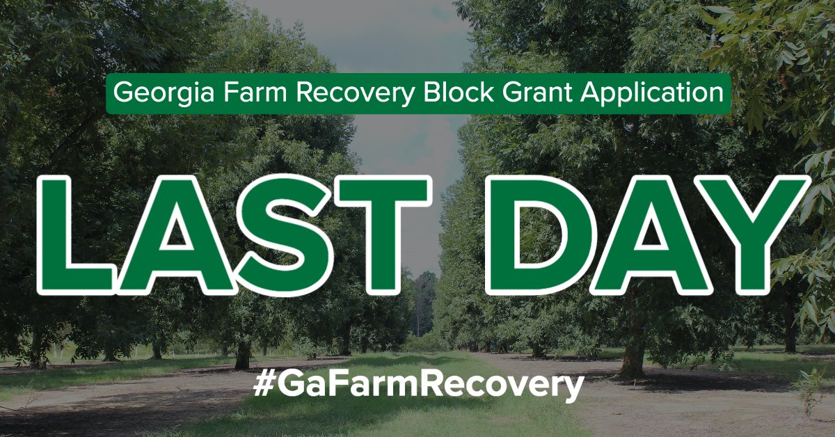 GaDeptAg's tweet photo. Today's the last day to apply for the #GaFarmRecovery program. Apply here: https://t.co/1Z3EbwVIDn. #GaDeptAg #agriculture https://t.co/kdkT0AVlxl