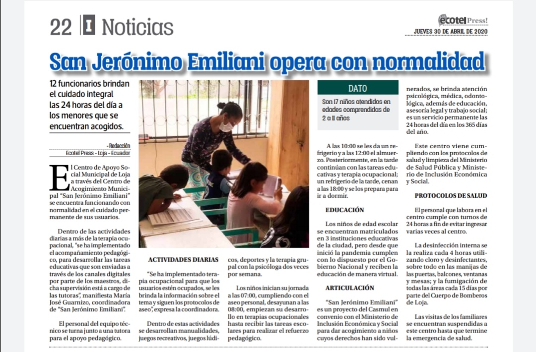aabendanol's tweet photo. En #Loja, #InclusionEc brinda con normalidad atención integral en Centro de Acogimiento en convenio con @casmuloja, cumpliendo todos los protocolos de prevención y protección #ElMIESTeCuida
@IvanGrandaM https://t.co/burYnoYHCa