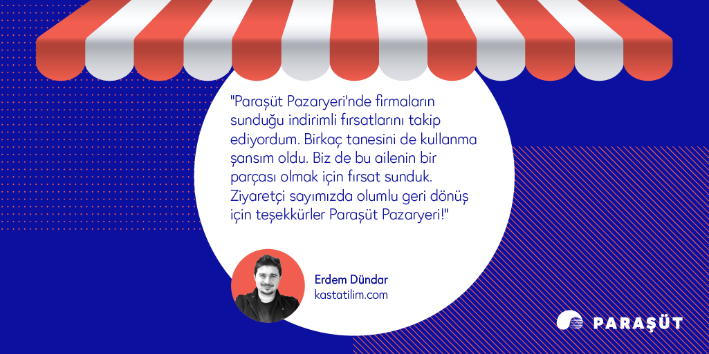 parasutcom's tweet photo. Açıldığı günden bu yana birçok kategoride indirimli ürün ve hizmete ev sahipliği yapan Paraşüt Pazaryeri’nde yer alarak ürün veya hizmetlerinizi on binlerce Paraşüt abonesine sunabilirsiniz. 🛍
Bu güzel yorumu için Erdem Bey'e teşekkür ederiz. 🥰 #mutlupatronlar https://t.co/6AHU8X5YYj