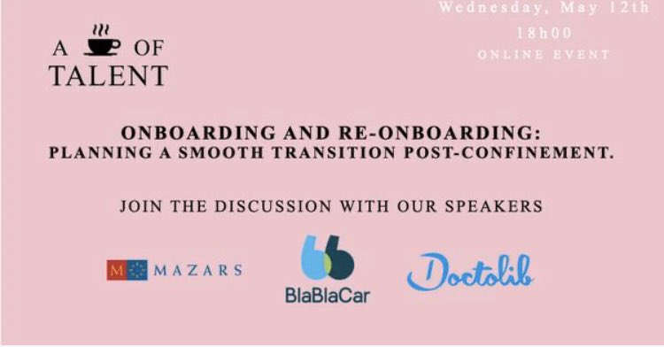 Our colleague @sizikovakm and #GraceMcKelvey Global Lead, Talent Acquisition at #Botify will be back with A cup of talent! with a second online meetup on “Onboarding and re-onboarding: planning a smooth transition post-confinement.”You can join them on May 12th