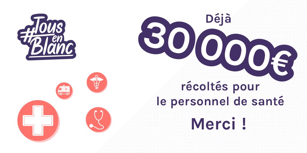 Grâce à votre mobilisation à tous.tes, nous avons désormais dépassé les 30 000 € de dons récoltés pour la <a href="/Fondationfrance/">Fondation de France</a> !

Un grand bravo à tous.tes, et continuons à nous mobiliser tous.tes ensemble ! #TousenBlanc

💌 tousenblanc.org/don/