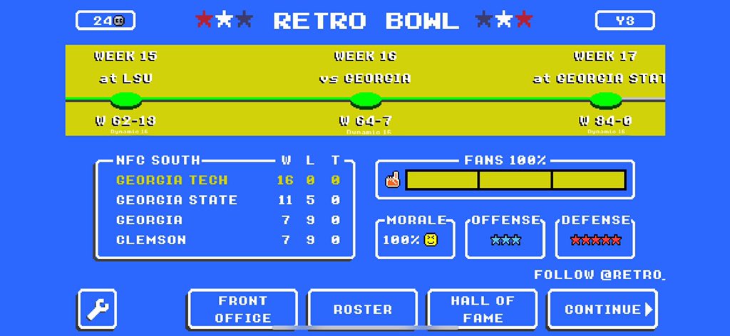 RetroGT_'s tweet photo. We have finished the regular season and will be awaiting the announcement of the cfb playoffs. Injuries plagued the team all season so look for upgrades to our training facilities https://t.co/4Q3wVTKN97