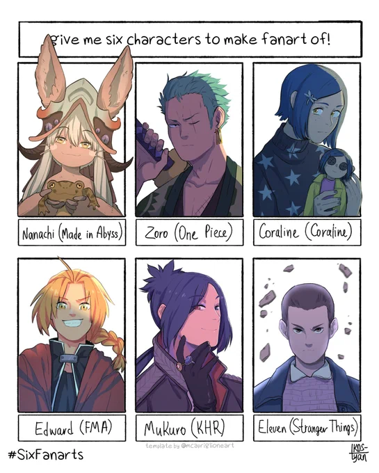 Well... this time I tried to add some dramatic shadows ehehhehe ~
Feels like it made them more interesting 🤔

#SixFanarts  #SixFanartsChallenge 