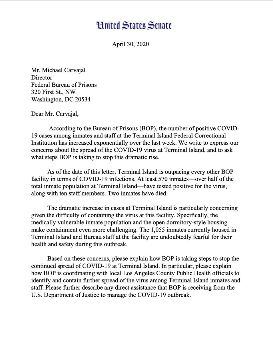 Screenshot of page 1 of the letter. The full text of the letter is available at the link in the original tweet.