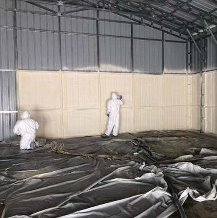 NCFI's tweet photo. Repost from Proper Method: 1” of NCFI 2lb closed cell going in a new body shop. #NCFI #propermethod #sprayfoam #SPF #sprayfoaminsulation #insulation #bodyshop #newconstruction https://t.co/1gIzZh5zE1