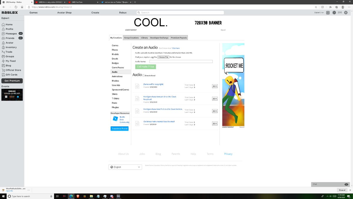 Egbert On Twitter Welp The Id I Tried Publishing Was Copyrighted Roblox Robloxdev Does Anyone Know How To Create Monobypasses Or Bypasses Https T Co Jfa8ssswht - how to bypass roblox audio copyright bot