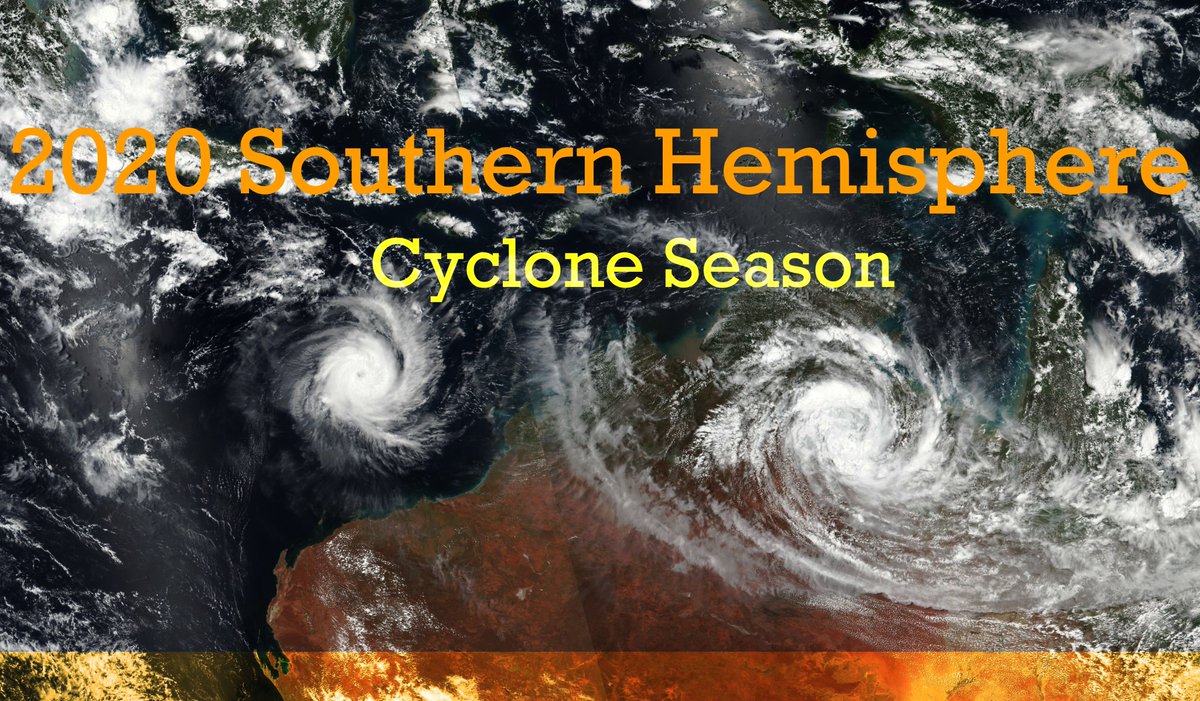 StormsEdgeWx's tweet photo. The 2019-20 #cyclone season in the Southwestern and Southeastern Indian Ocean and Southern Pacific has officially ended today. The strongest forming storm by basin was #CycloneHarold for the SPAC, #CycloneAmbali in the SWIO, and #CycloneDamien for the Australian region. #AUSwx https://t.co/8lIHNgj62u