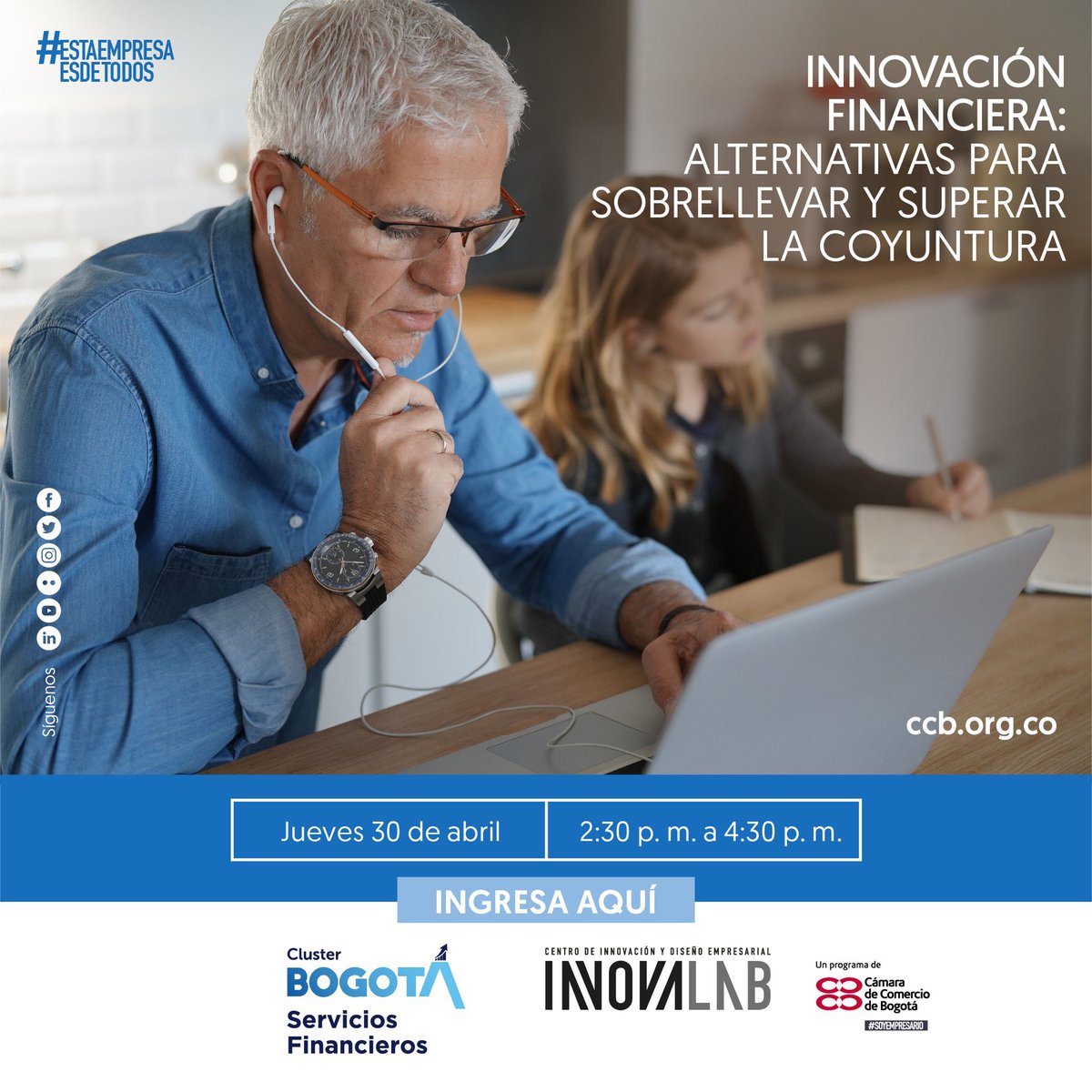 camaracomerbog's tweet photo. #Hoy El #ClusterServiciosFinancieros te invita al webinar "Alternativas para superar la coyuntura. Contaremos con la participación" de @colombiafintech, @cartera_ok¸@ResuelveTuDeuda #Referencia #Dibanka #InnovalabVirtual
30 de abril
2:30 p. m.
https://t.co/WhL5DFC3vb https://t.co/cA5SErOiyr