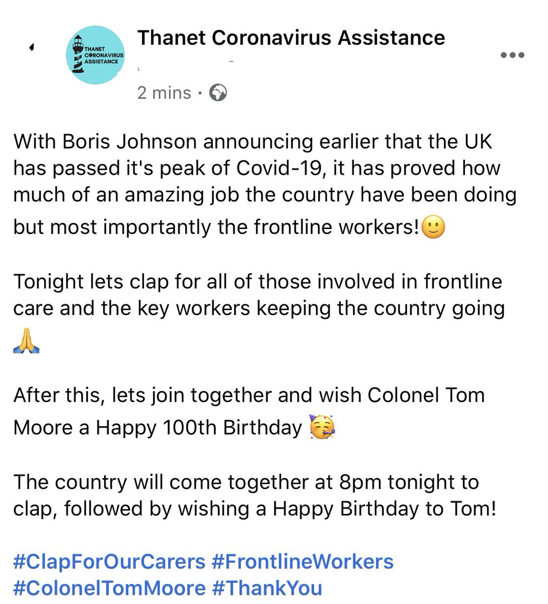 ThanetMutualAid's tweet image. #ClapForOurCarers #FrontlineWorkers #ColonelTomMoore #ThankYou