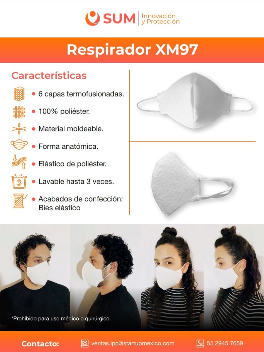 mdantus's tweet image. Excelente cubre bocas, filtra como KN95, hecho en México, capacidad de producción &amp;gt; 500,000 diarios, ergonómico, lavable y reutilizable ($16 a $25 pesos dependiendo el volúmen)