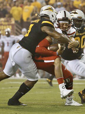 PanthersIFL's tweet photo. What do Patrick Mahomes, Luke Falk, and Josh Rosen all have in common? They have all been sacked by #OaklandPanthers LB DJ Calhoun... 
#WeHitDifferent https://t.co/kmNQng2Gwg