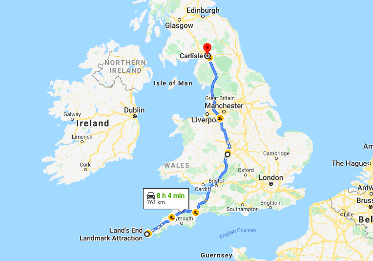 SalcombeTownFC's tweet photo. STFC 1407km (Land's End to John O'Groats) run update from DAY TEN:

Another 47.5km completed bringing total to 761.5km.

Map shows where we are up to on the route and pictures of some runs also included.

Donate here....

https://t.co/mpLpEuEI2g https://t.co/u8YnXKMELy