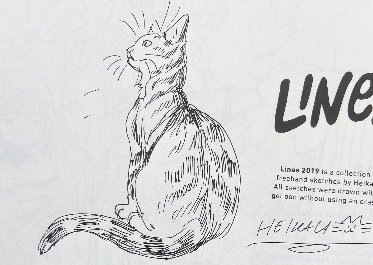 Signing and sketching cats on copies of Lines 2019✨ some favorites from today: 