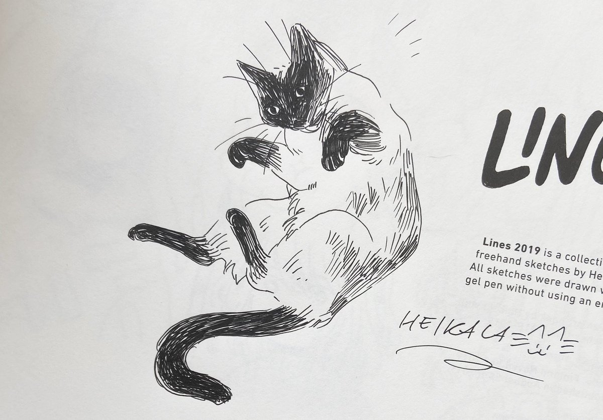 Signing and sketching cats on copies of Lines 2019✨ some favorites from today: 