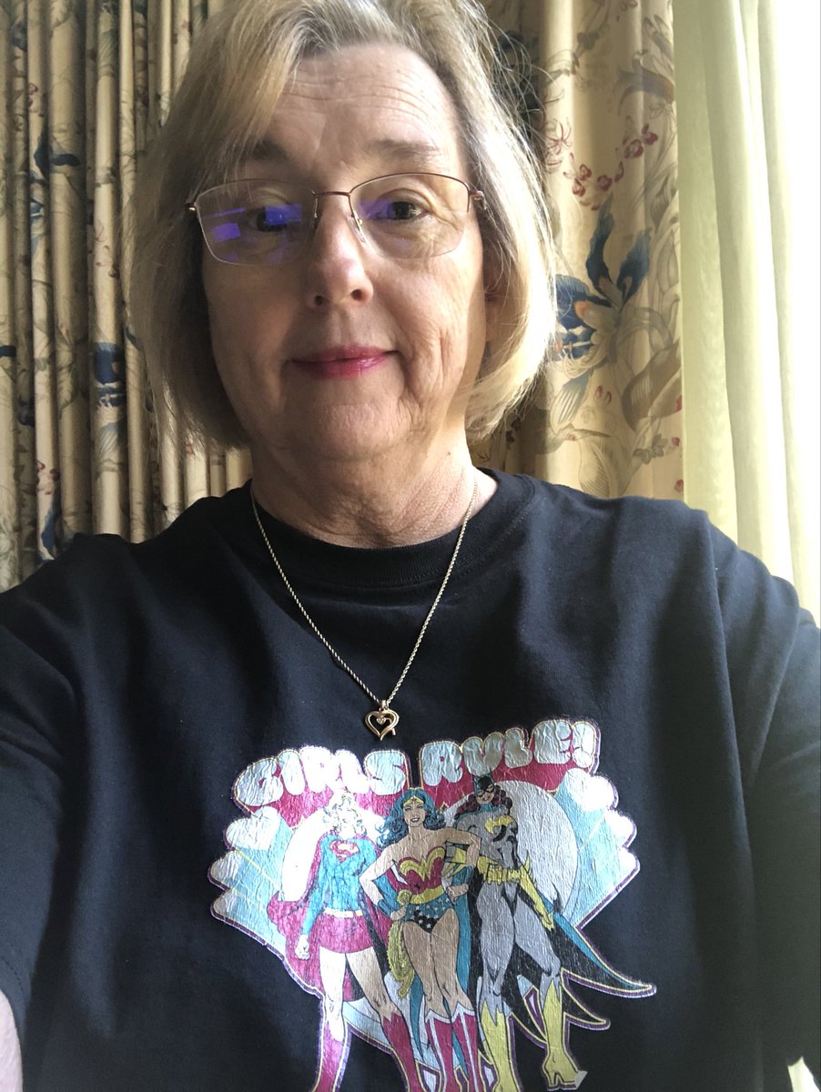 karen_janes's tweet photo. #LANDRUMSTRONG My superhero shirt... GIRLS RULE!!!! Day 4 of our virtual spirit week! Truly my superheroes are all of my colleagues at LMS! #LionsRule❣️ @CoachHoustonLMS @Samuel_Karns https://t.co/jivrXgLaJ1