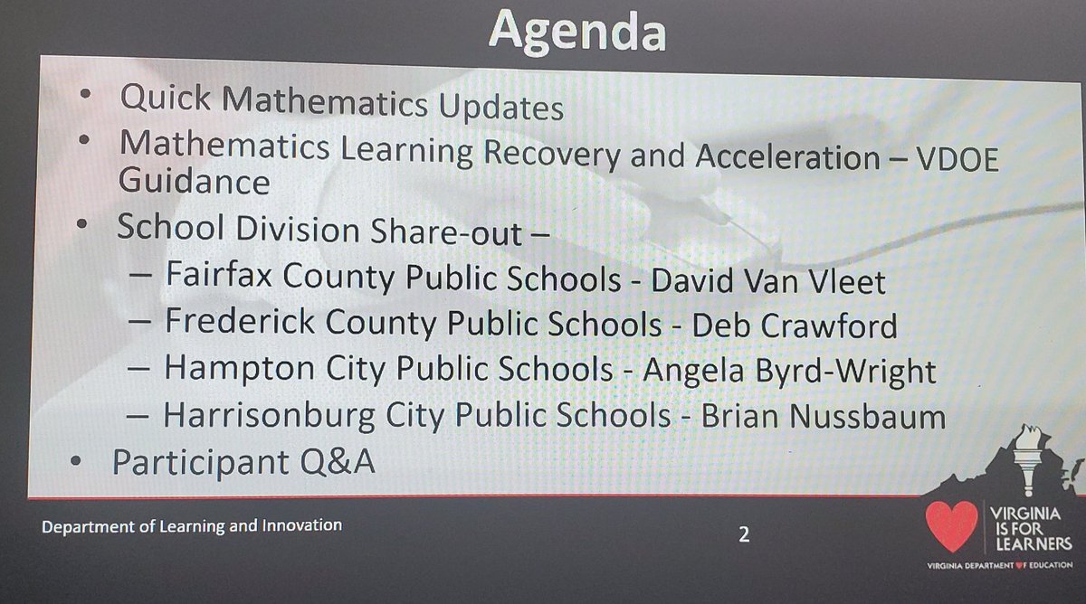 michele_vinnie's tweet image. Dr. Byrd-Wright serves as a facilitator for the state regarding math placement, learning recovery, and acceleration! @abyrdwright @alynn_math @pnazareth2 @tchrleslie @cbaird_math @VDOE_News