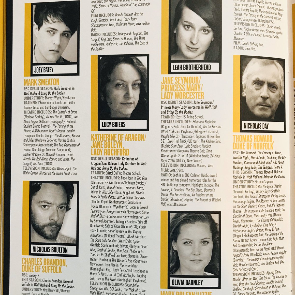 Stes_Adventures's tweet photo. Todayβs featured RSC programme is from 2013-14 and is #WolfHall based on the #HilaryMantel novel. Great cast again including #NathanielOarker as Henry VIII and #BenMiles as Thomas Cromwell. #LydiaKeonard was Anne Boleyn and #LucyBriers was Katherine. https://t.co/BGVfHmZ15P