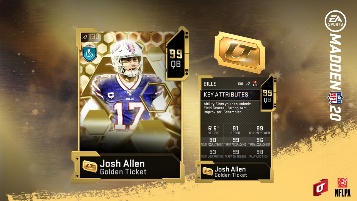 EASPORTS_MUT's tweet photo. Today's Golden Tickets are live in #Madden20! https://t.co/uOb3dCOsXO
