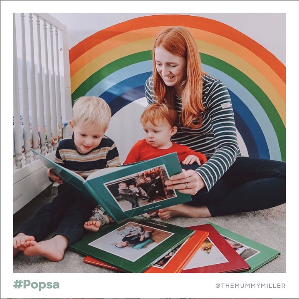 “It took less than 10 minutes...the quality is amazing.” Once <a href="/themummymiller/">Louise</a> had made her first book, she just couldn’t stop! Here she is looking through her latest baby book, with her adorable family in tow 🌈 #popsa #photobook