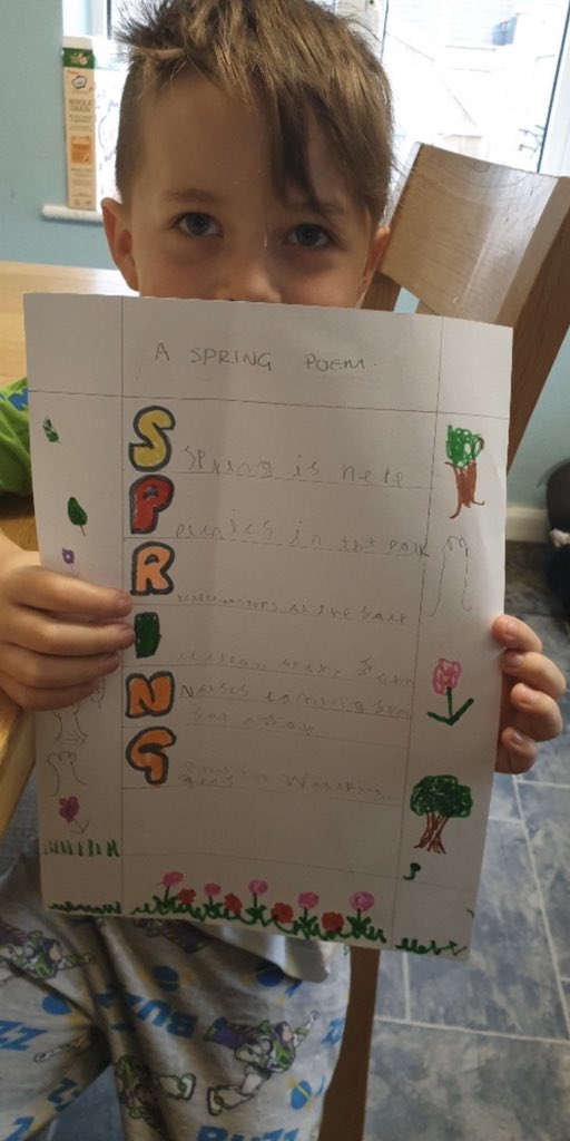 Smith_SMCA's tweet photo. Super spring poems! Well done Mason, McKinley and Amelia-Grace! #homelearning #nothingstoppingthem #springpoetry #year1 #oneproudteacher https://t.co/yST8DPg4YD